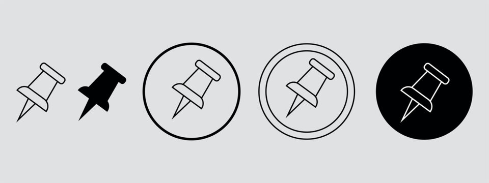 Push Pin Icon Set Minimal Office and Navigation Symbols
