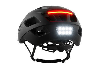 Fototapeta premium Black leather motorcycle helmet isolated on transparent background
