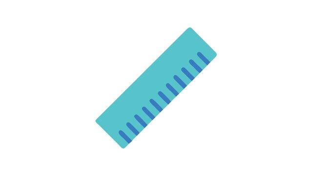 Blue plastic ruler on a White Background, office supply
