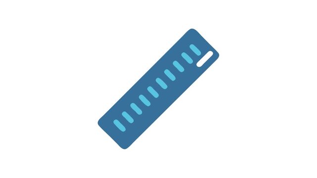 Blue Ruler Isolated on White Background Measuring Equipment