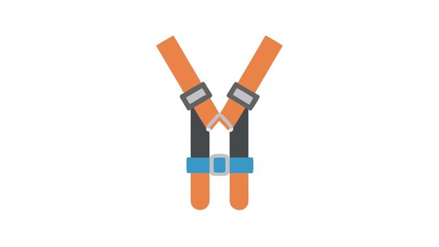 Orange safety harness on White Background, flat vector illustration