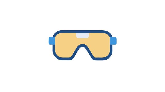 Stylized protective goggles illustration with blue frame and yellow lens