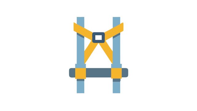 Stylized fall arrest harness with blue and golden straps