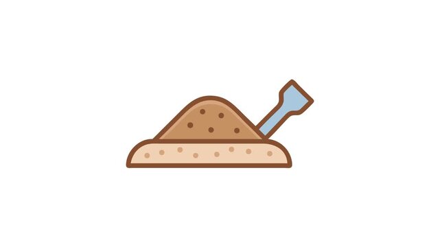 Icon of sand pile with shovel tool on White