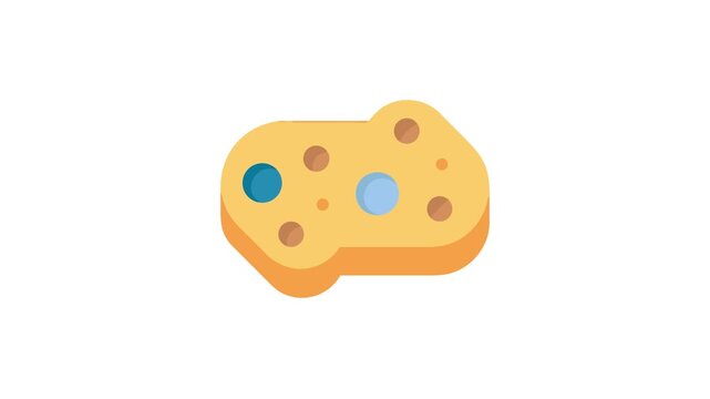 Cartoon sponge with blue pores flat design icon