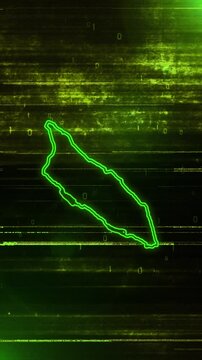 Mobile Vertical Resolution, 2160x3840 Pixels, Aruba Country Digital Futuristic Glitch Map, Suitable for Politics, Elections, News and Sports Events