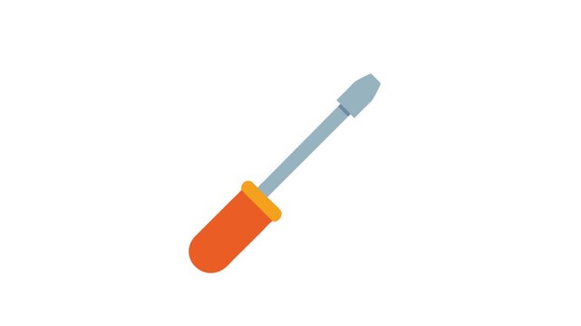 Screwdriver tool with orange handle on White Background