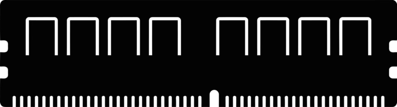 Black RAM memory stick silhouette for short-term data storage