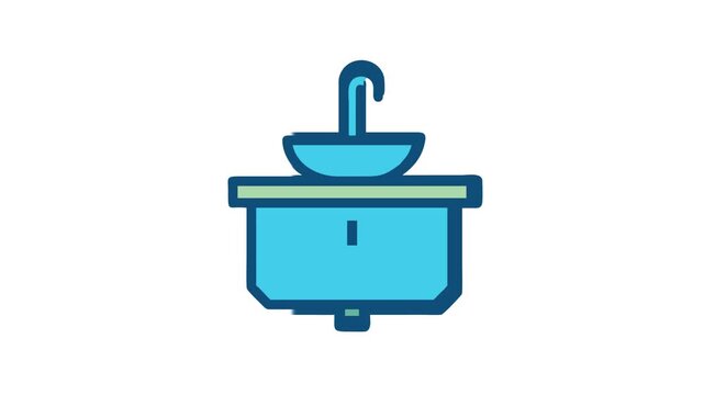 Stylized bathroom sink with cabinet illustration on White Background