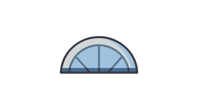 Window icon semisphere shape in light blue tones isolated