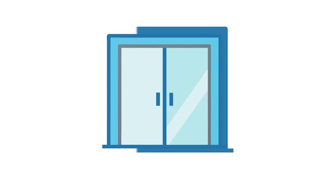 Minimalist vector illustration of closed glass double doors