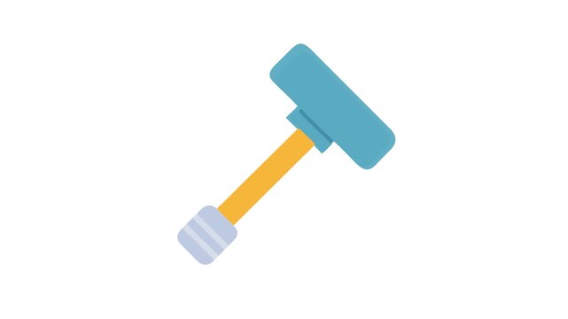 Stylized Light Blue Mallet Construction Tool Isolated Against Black