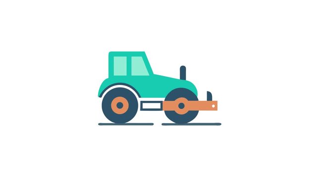 Simple flat vector illustration of construction compactor vehicle