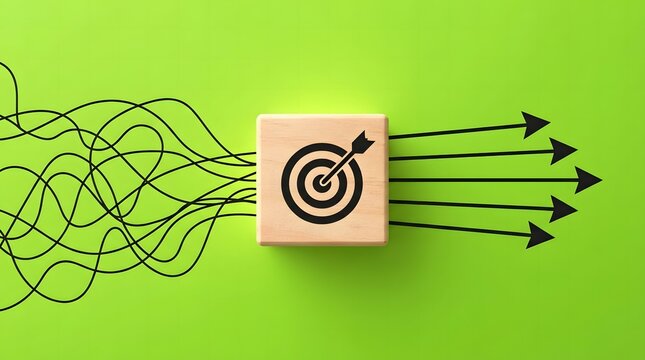 Business Target Achievement Concept with Arrows and Goal Success Strategy