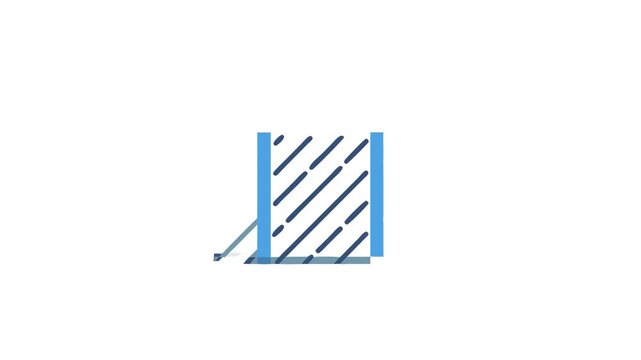 Modern glass elevator graphic in blue and gray tones