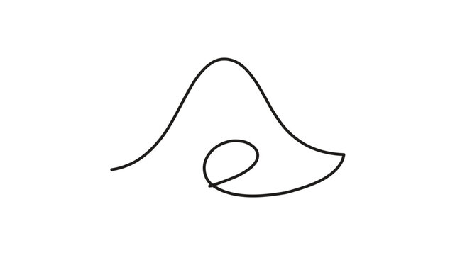 Actuarial science bell curve graph vector icon featuring editable stroke for customizable line weight used in statistical probability analysis for finance banking and risk management.