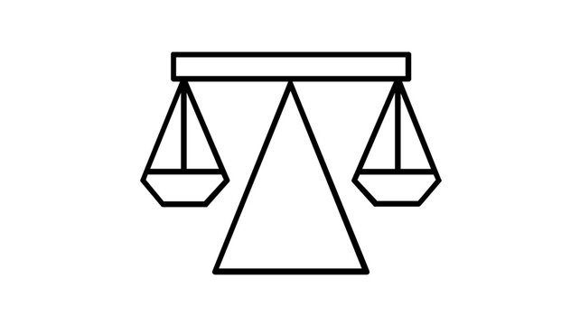 Professional brass balance scales vector icon symbolizing justice law and financial stability isolated on white background for business banking and legal concepts minimalist flat illustration.