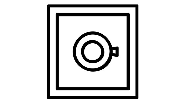 Heavy steel safe with round combination dial lock vector icon for security and finance, minimalist flat illustration for banking safety and asset protection isolated on white background.