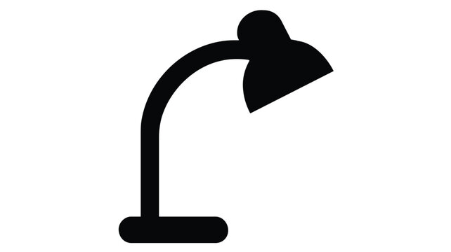 Modern adjustable desk lamp vector icon with black metal finish for corporate office lighting solutions, clean minimalist lamp illustration for professional workspace productivity layouts.