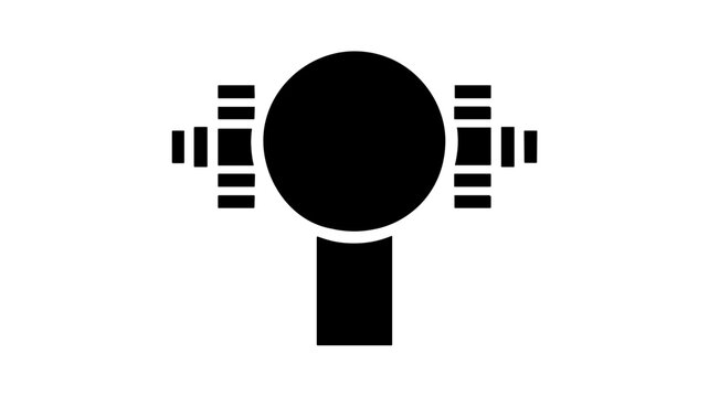 Clean vector icon illustration of a broadcast microphone with audio sound waves, ideal for podcasting, radio recording, and professional studio equipment symbols in a flat minimalist style icon.