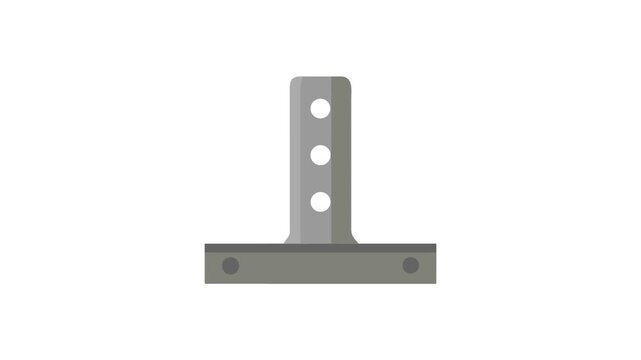 Gray Metal T-Shaped Bracket with Holes Isolated on White