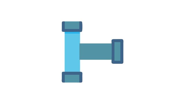 Stylized flat illustration of a blue plumbing pipe fitting