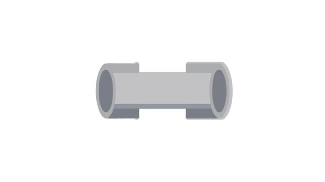 Gray pipeline section on a White Background flat illustration