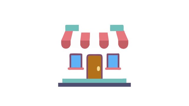 Colorful cartoon store front on White Background illustration