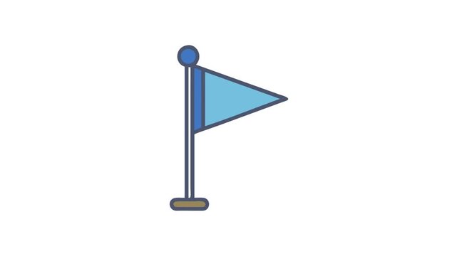 Simple triangular flag illustration with outlined design on White