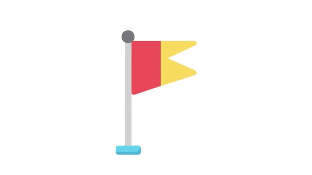 Red and yellow triangular flag icon on White Background