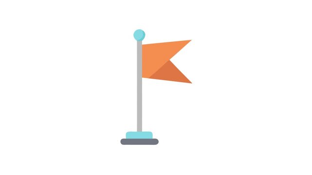 Minimalist orange flag on pole against a White Background