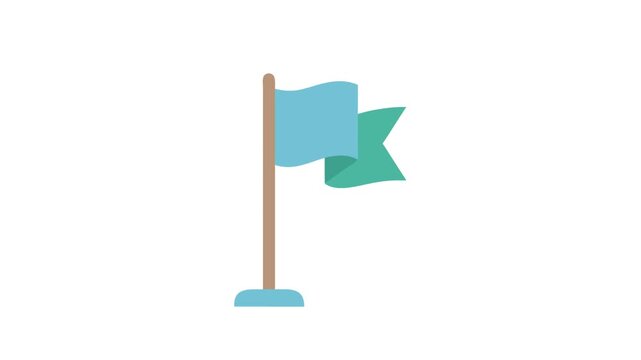Flat design illustration of simple blue flag on White Background