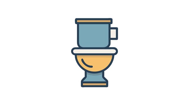 Blue and tan toilet illustration against a White Background