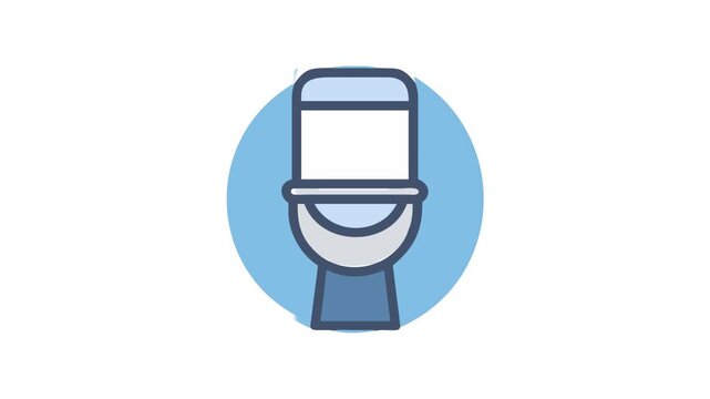 Blue toilet icon with circular background on White backdrop