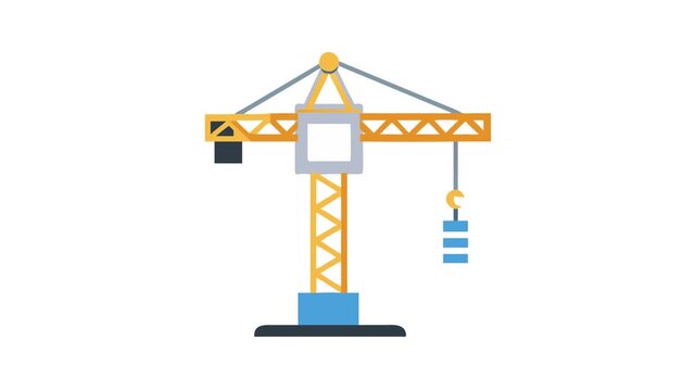 Flat design construction crane icon on a White Background