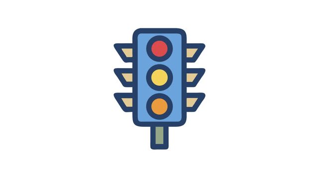 Vector illustration of traffic light on White Background