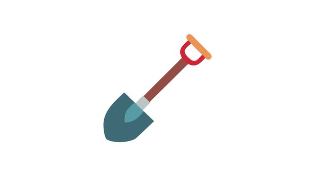 Isolated flat style shovel illustration on plain White Background
