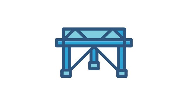Blue structural framework graphic illustration on White Background
