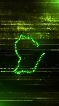 Mobile Vertical Resolution, 2160x3840 Pixels, French Guiana Country Digital Futuristic Glitch Map, Suitable for Politics, Elections, News and Sports Events
