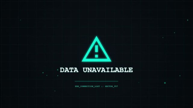 Data Unavailable Notification Screen with Cyber Alert Warning Signal