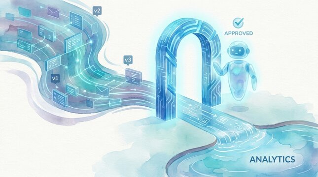 Continuous integration for analytics: Digital river of version-controlled datasets flowing into a validation gate