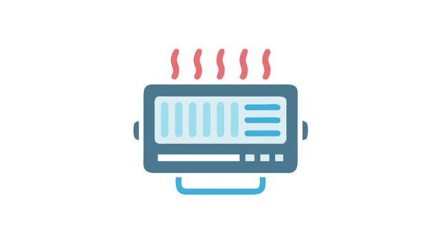 Flat graphic of heated food warmer appliance illustration