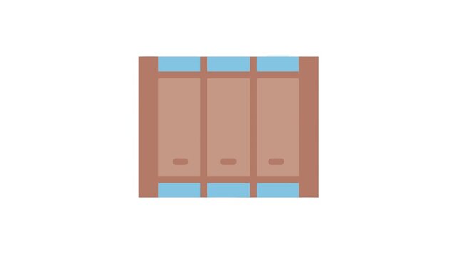 Stylized brown wooden file cabinet with blue accents illustration