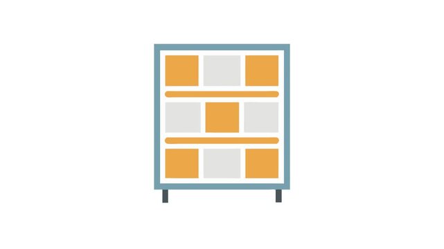 Modern display shelf with compartments against a White Background