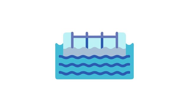 Simplified flat vector illustration of a hydroelectric dam