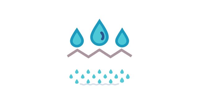 Layered illustration of liquid absorption with drops falling downwards