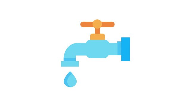 Illustration of blue water tap with a water drop
