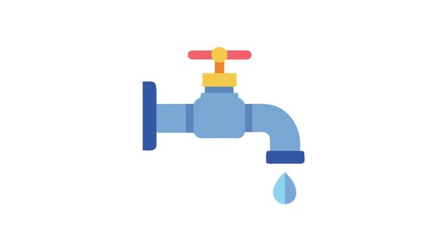 Flat style blue faucet with a drop of water