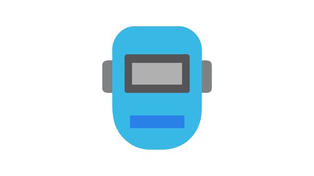 Blue welding mask graphic, flat design on a White Background