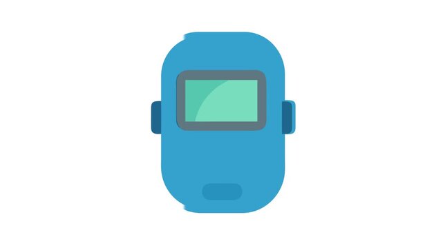 Blue welding mask flat design vector illustration on White